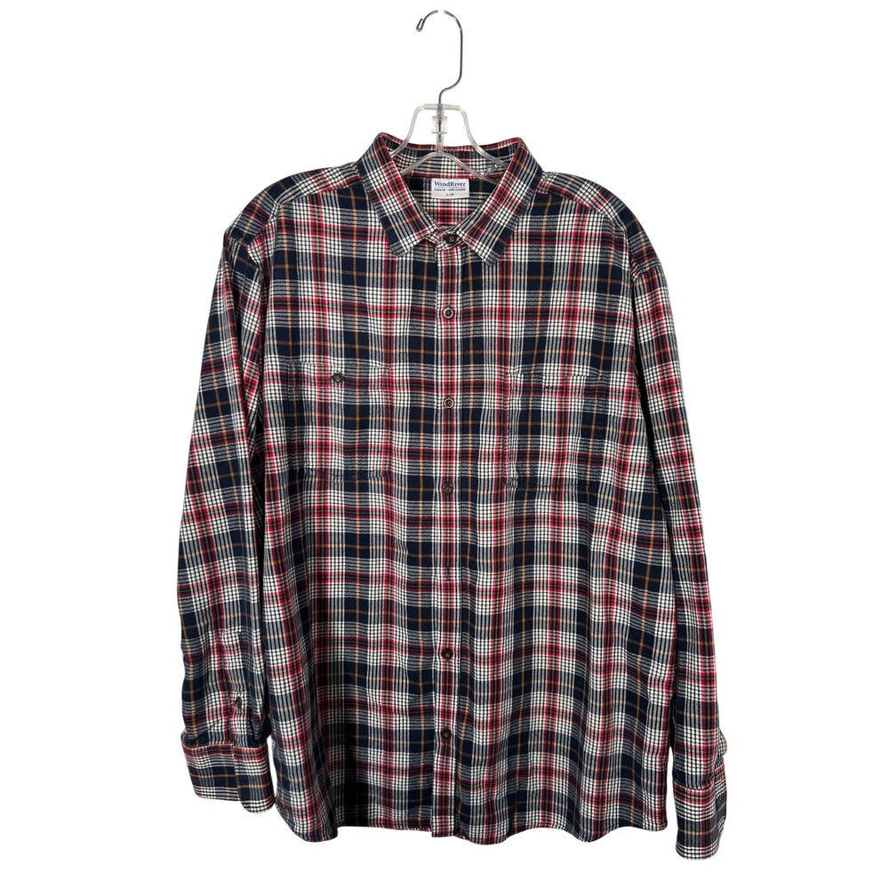 WindRiver Red Navy White Plaid Flannel‎ Button Down Shirt Grunge Gorpcore Large